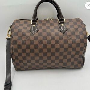 Louis Vuitton Damier Eben Speedy 30  Bandouliere with original LV Strap
